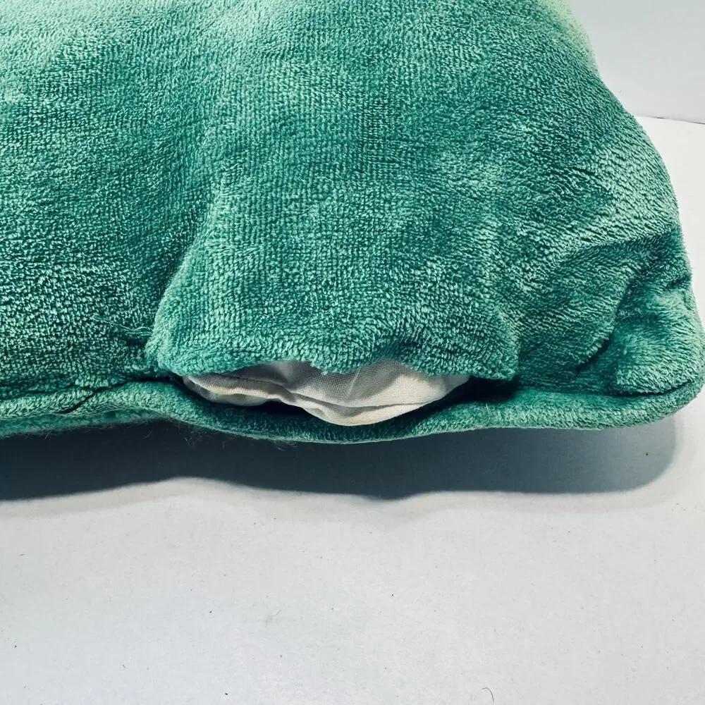 Vintage Hooked Wool Irish Pillow Green Velvet handmade Shamrocks Notre‎ Dame
